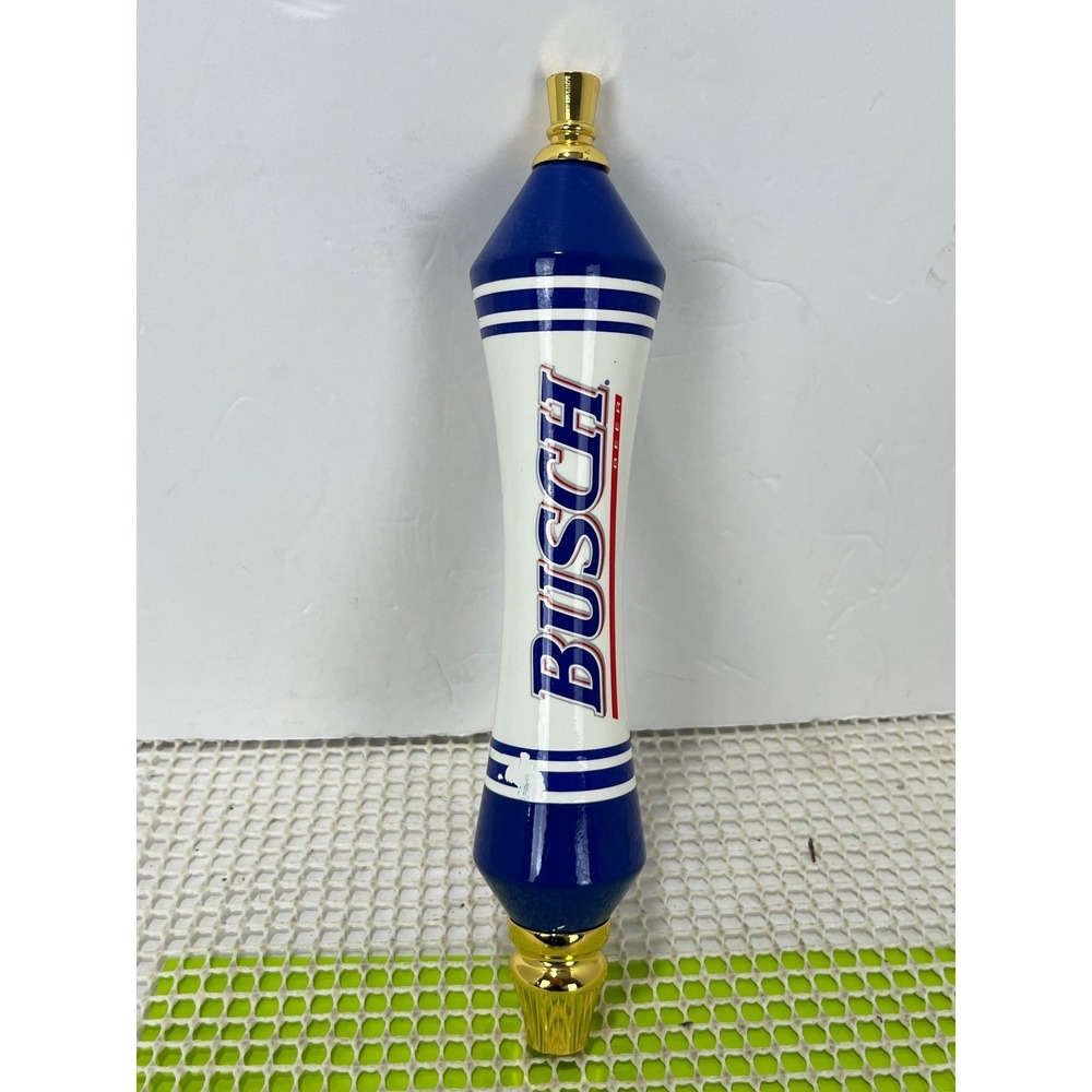 Busch beer Tap Handle Collectible White Blue